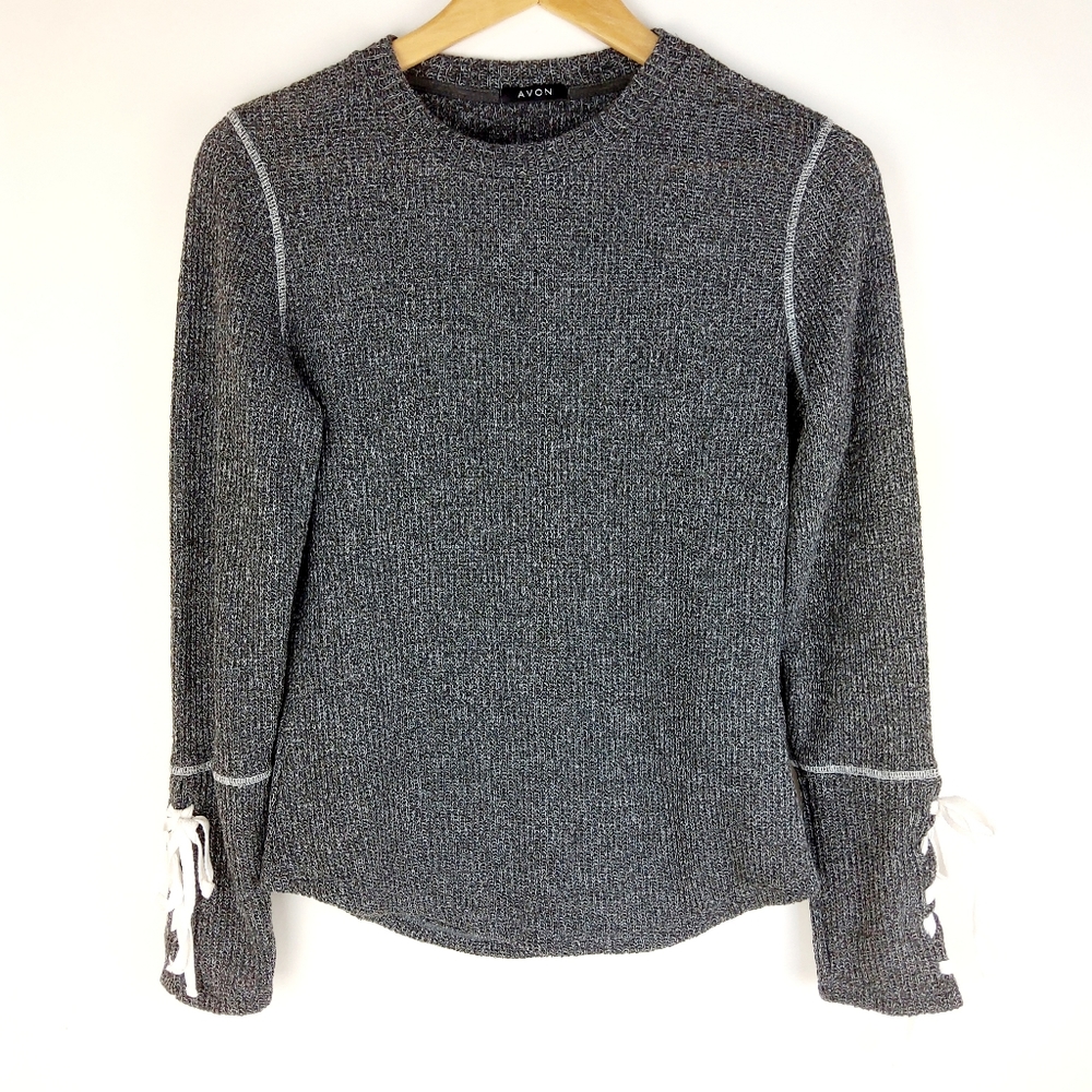 Avon Heathered Grey Tie Sweater Size Medium View 6